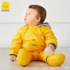 Macacão de bebê patinho amarelo bonito outono inverno engrossado quente acolchoado roupas menino bebê macacão inverno