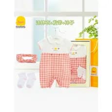 Patinho amarelo roupas de bebê caixa de presente verão macacão de manga curta cem dias de idade um ano presente masculin