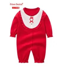 Macacão de bebê feminino algodão puro roupas recém-nascidos mês cheio bebê princesa macacão feminino vermelho roupas out