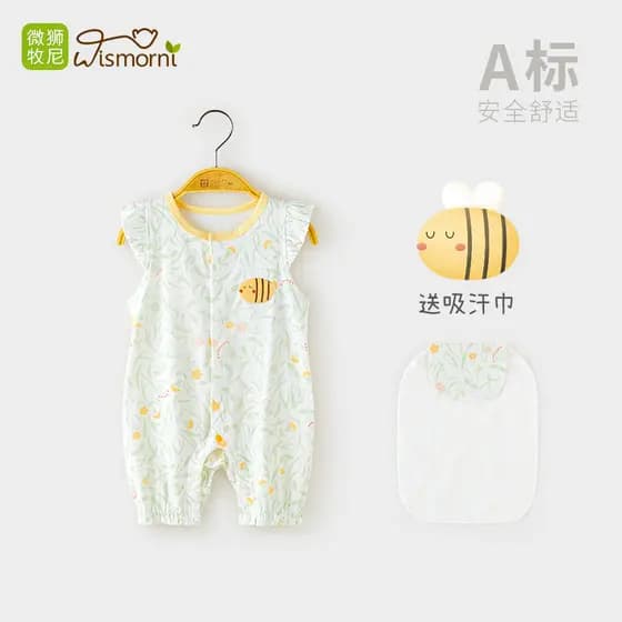 Micro leão Muni menina bebê colete macacão verão fino Super bonito bebê passeio princesa sem mangas roupas macacão