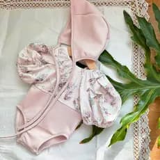 Bebê bebê maiô verão princesa bebê pequeno Floral de uma peça primavera quente maiô menina maiô chapéu livre