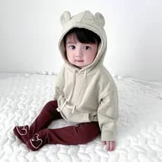 Primavera outono versão coreana bebê bonito urso macacão masculino feminino bebê de manga comprida com capuz moletom Cas