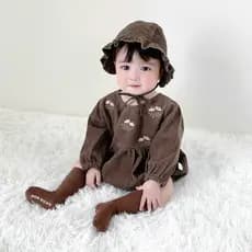 Bebê primavera outono roupas coreanas roupas infantis Retro bordado macacão de bebê de manga comprida triângulo bebê mac