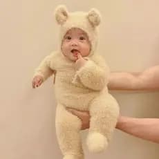 Macacão de bebê outono inverno Internet celebridade bonito urso forma bebê macacão imitação vison veludo Outing macacão