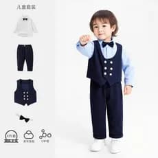 Vestido de um ano para menino, bonito, outono, camisa de manga comprida, colete, calças, terno de três peças, terno de a