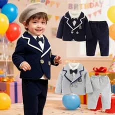 Terno de um ano para meninos outono inverno roupas menino bebê de um ano de idade aniversário cavalheiro vestido terno r