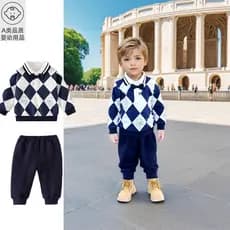 Menino outono terno moletom calças crianças usar terno de duas peças moda crianças um ano de idade roupas de passeio do