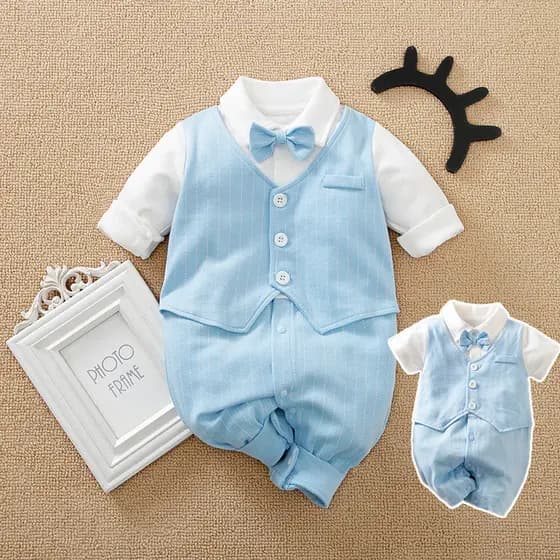 Pequeno fresco menino bebê cavalheiro cem dias banquete menino um ano de idade recém-nascido roupas de uma peça moda ter