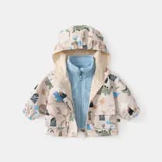 Crianças jaqueta outono inverno novo estilo bebê menino à prova de vento destacável jaqueta conjunto de duas peças dois-