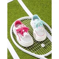 Única malha meninas tênis casuais sapatos de pato mandarim 2026 verão respirável Velcro sapatos esportivos infantis leve