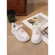 Primavera novo estilo dos desenhos animados meninas sapatos brancos tênis casuais 2026 estudante sapatos de cano baixo s