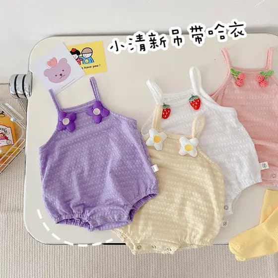 Bebê bebê macacão estilo verão bebê menina estilingue macacão Super bonito sem mangas macacão recém-nascido legal verão