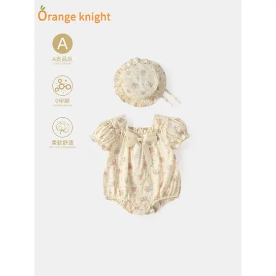 Ins bebê roupas de verão influenciador versão coreana princesa triângulo macacão Floral estilo fino 3 meses bebê menina