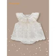 Macacão de bebê verão estilo fino bebê mês inteiro cem dias sem mangas bebê macacão saia verão roupas doces macacão
