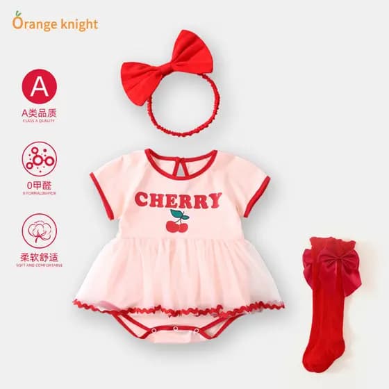 Bebê bebê vestido de verão bebê recém-nascido menina vestido cem dias roupas mês inteiro peido vestido de princesa vesti
