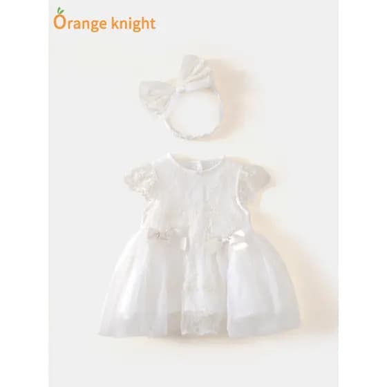 Bebê bebê vestido de princesa verão bebê recém-nascido menina cem dias vestido de gaze fofa um ano influenciador vestido