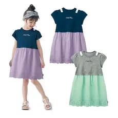 Verão meninas vestido de manga curta médio grande crianças todo algodão falso saia de duas peças bebê princesa fã saia l