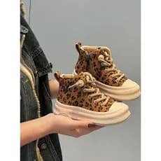 2025 inverno novo estilo moda infantil leopardo impressão dois sapatos de algodão meninos botas de algodão meninas velo-