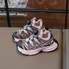 2026 primavera novo estilo crianças papai sapatos meninos malha Casual de sola grossa meninas fivela rotativa Anti-desli