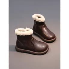 2025 inverno novo estilo botas de couro das crianças meninos Martin botas forro de lã botas curtas meninas botas de neve