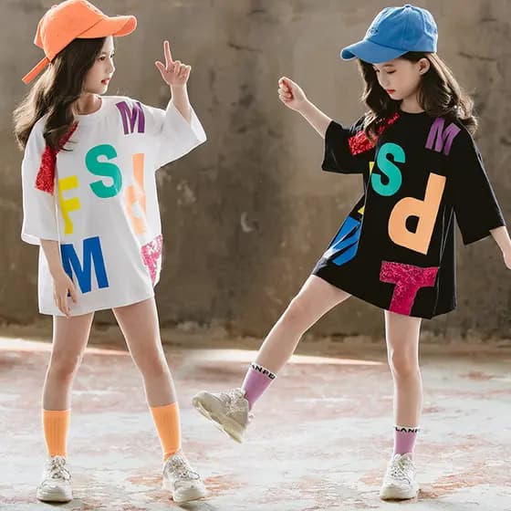Meninas vestido de verão 2026 novo estilo mãe-filha vestido pai-filho moda menina manga curta camiseta coreano