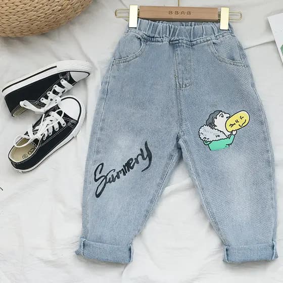 Crianças Jeans calças magras 2026 novo estilo bebê menino primavera estilo ocidental meninas calças primavera outono ver
