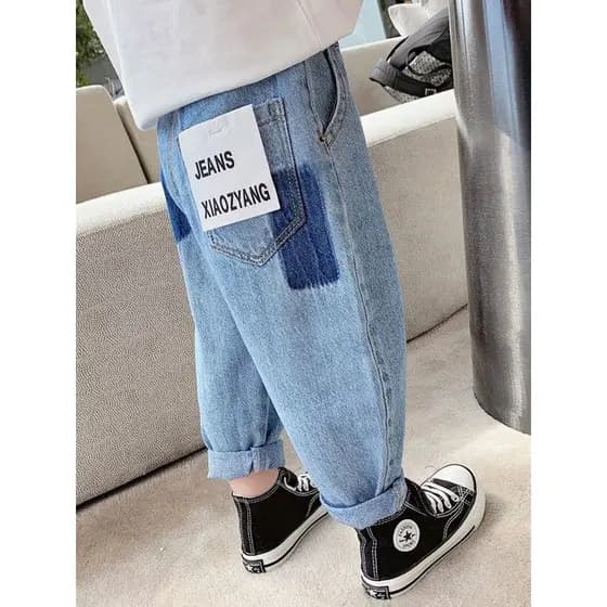 Crianças Jeans 2026 primavera outono novo estilo versão coreana roupas infantis meninos meninas bebê remendo cenoura cal