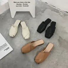 Baotou chinelos planos femininos verão novo estilo moda exterior usar tecido dedo do pé quadrado pessoas preguiçosas des