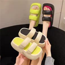 Pernas longas estilo ocidental ~!7cm de sola grossa aumentada chinelos de uso externo feminino antiderrapante respirável