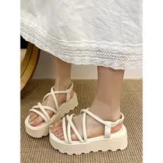 Plataforma de sola grossa sandálias elásticas femininas 2026 verão novo estilo moda High-End sentimento combinando saia