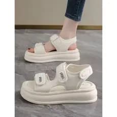 Sandálias esportivas de sola macia de Velcro feminino 2025 verão novo Casual sapatos romanos de sola grossa antiderrapan