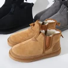 Um par de inverno!Lã de veado + sola de borracha ~ forro de lã masculino de inverno engrossado botas de neve de sola gro