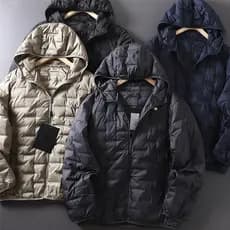Mais leve mais quente sem costura laminado 90 pato para baixo capacidade ao ar livre masculino outono inverno com capuz
