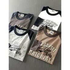 Ami Cáqui!Offline 398!Impressão retrô desgastada!Outono masculino comércio exterior moda Bottoming camiseta de manga com