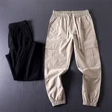 Americano estilo geral corpo superior gigante bonito cintura elástica espartilho calças casuais masculino Multi-bolso co