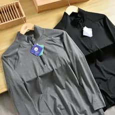 Pedido japonês comércio exterior cauda bens meio zíper roupas de secagem rápida masculino de manga comprida treinamento