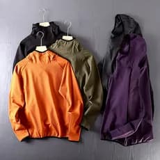Pedido diário!Seersucker Textura Comércio Exterior Masculino Outono Esportes Fitness Running Stretch Manga Comprida Com