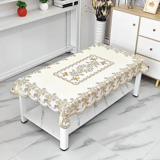 Toalha de mesa de centro impressa dourada Toalha de mesa à prova d'água Anti-poeira Influenciador Pano de mesa de centro