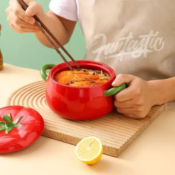 Panela de sopa de orelha dupla 1600ml, dormitório doméstico de tomate com tampa, panela de sopa de cerâmica, caracol, ma