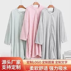 Novo estilo abacaxi grade roupão de manga comprida adulto roupão engrossado outono inverno bonito pijama com capuz Coral