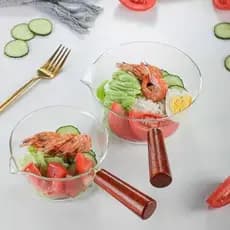 Pote de sopa de vidro com alça lateral única, pote de sopa transparente de vidro com alto teor de borosilicato, panela p