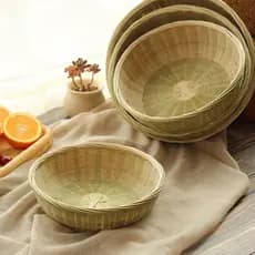 Produtos de bambu tecido de bambu Cesta de pão cozido no vapor Cesta de pá de bambu para lavar legumes Drenagem Cesta de