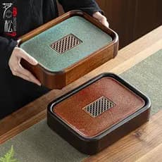 Mini bandeja de chá de madeira maciça ébano jacarandá cerâmica bandeja de chá armazenamento de água pequena mesa de chá