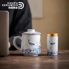 Chupu caneca de cerâmica de alta qualidade com tampa com filtro xícara de chá presente doméstico escritório beber xícara