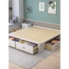 Cama de madeira maciça Tatami sem cabeceira, plataforma de armazenamento, economia de espaço doméstico, gaveta Kang, pre