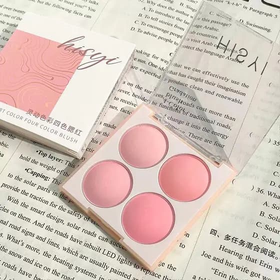 Paleta de Blush de quatro cores com levantamento de cor Natural, desejo puro fosco, iluminando a tez, à prova d'água, à