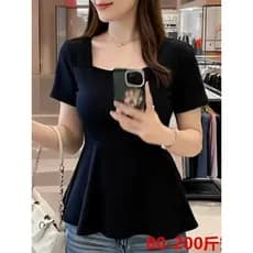 Tamanho grande camiseta de manga curta verão mm topo irmã gorda mais magro olhar capa superior carne verão feminino cint