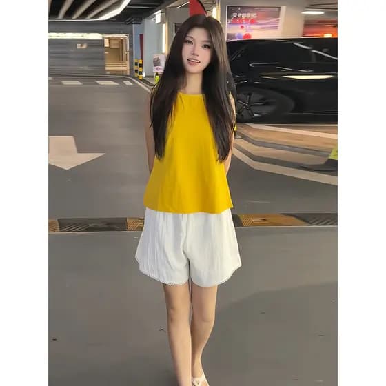 Estilo ocidental Casual All-Match sem mangas topo feminino verão francês único camisa do bebê camisola pequena camisa