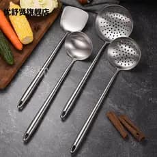 Espátula de utensílios de cozinha de aço inoxidável Coador Colher de sopa grande Não magnética espessada Espátula de cab