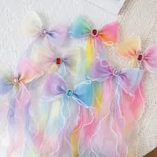 Rabo de cavalo cocar arco Streamer grampo de cabelo trançado fita de cabelo princesa gradiente faixa de cabelo menina fi